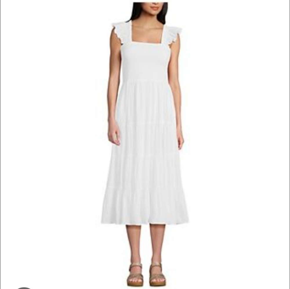 AND NOW THIS WOMEN'S WHITE SCOOP MECH RUCHED MAXI DRESS SIZE MEDIUM NWT